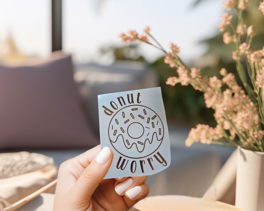 donut worry waterproof decal